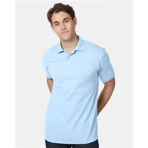 Custom Embroidered - Hanes - Men's Ecosmart® Jersey Polo - Light Blue - 054X