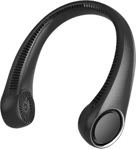 Portable Neck Fan, Hands Free Bladeless, 360° Cooling Personal Fan,Wearable Quiet Fan for Outdoor Indoor, Birthday Gifts for Men Women Mom Dad, 4000Mah Battery USB Rechargeable, 3-Speeds( Black) penkou