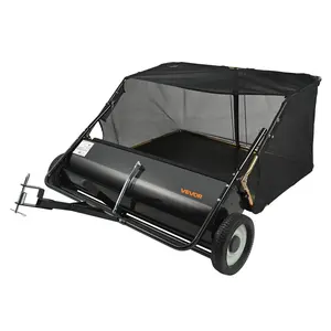 VEVOR Tow Behind Lawn Sweeper, 50 in Pull Behind Lawn Sweeper, 26 cu. ft Large Capacity Leaf & Grass Collector, Heavy Duty Garden Sweeper with Adjustable Sweeping Height for Yard, Lawn, FarmSummervibes