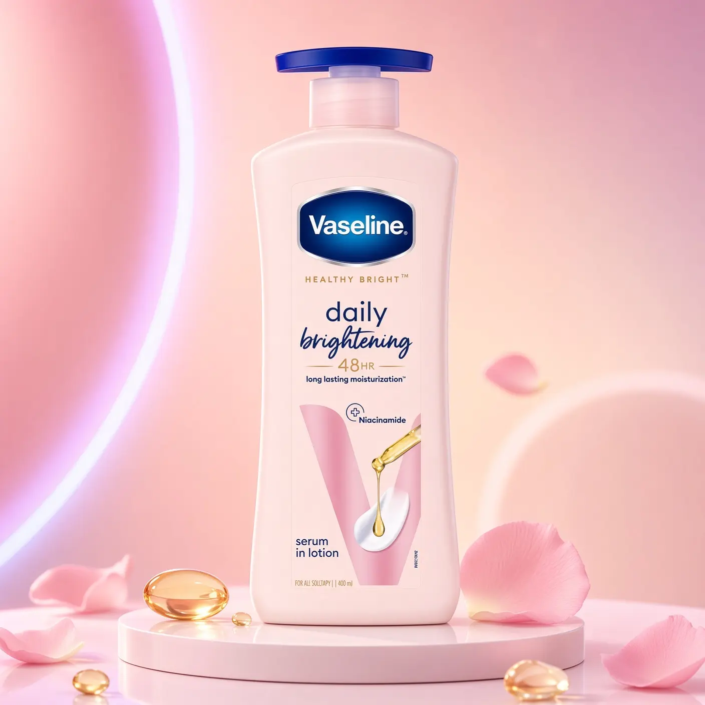 Vaseline Daily Brightening Body Lotion with Serum, 400 ml Body Care Moisturizer for Hydrating, Soothing Skin Repair Moisture