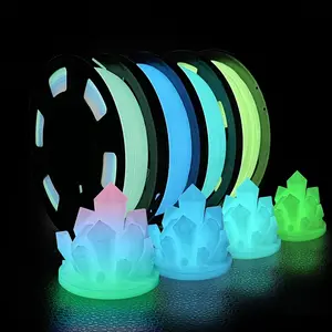3D Printer PLA Filament (Glow-in-the-Dark), 1 kg (4-Color Assortment), 1.75 mm; High-precision filament for smooth print results; Compatible with FDM 3D printers such as Bambu Lab, Creality, and Elegoo