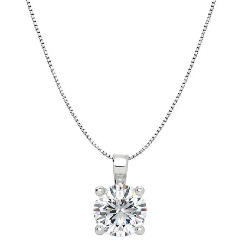 925 sterling silver Italian made MOISSANITE SOLITAIRE 18” NECKLACE