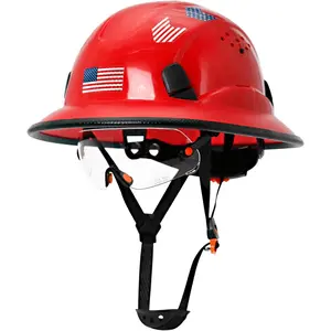 Full Brim Hard Cap with Clear Visor, Vented Adjustable with Chin Strap, Reflective Hi-Viz for Construction Manufacturing Utility Work