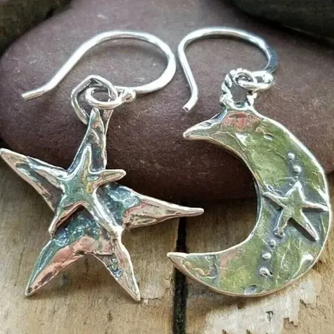 Moon & Star Design Dangle Earrings, High Quality Earrings, Fashionable Jewelry for Women, Daily Clothing Decor, Trendy All-match & Exquisite Jewelry for Birthday Gift, Fashionable Jewelry Accessories, Constellation Earring, Dangling Earrings