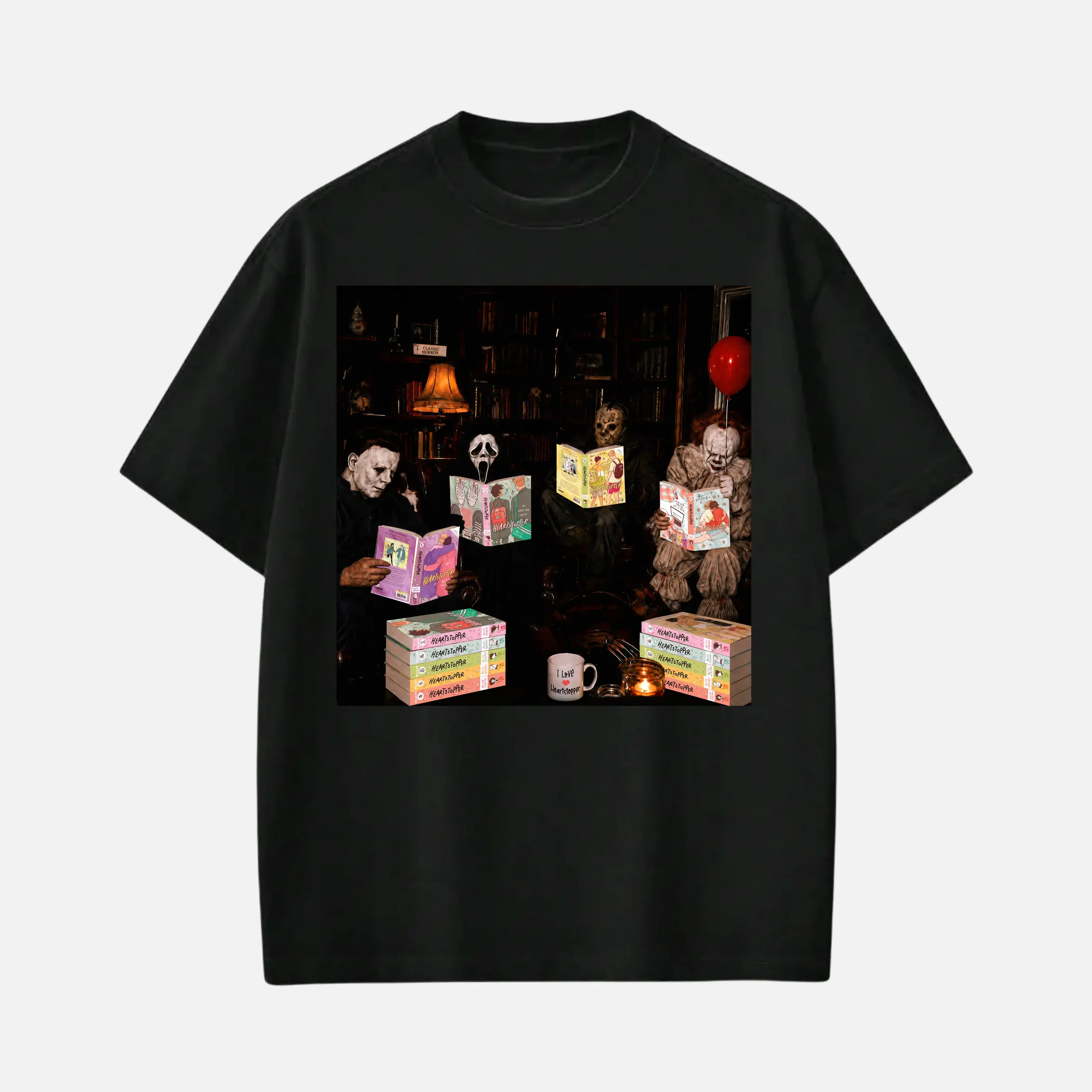 Horror Characters Read HeartStopper Books Shirt, Heartsopper/ Nick and Charlie Lovers T-Shirt, Happy Halloween Comfort Colors Fan Gift Top Unisex Top Sweatshirt Hoodie