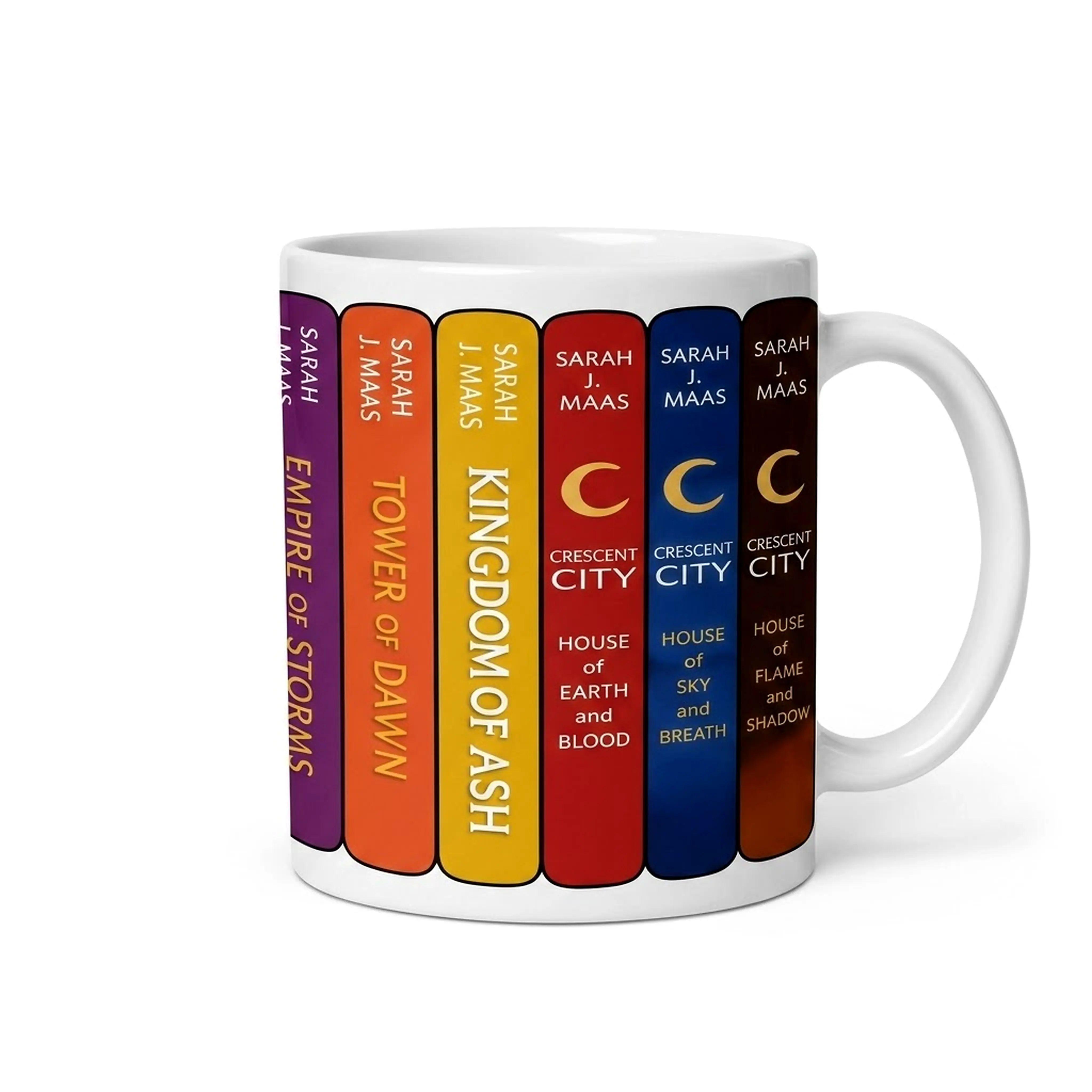 Heat Reveal Sarah J. Maas Printed Ceramic Magic Coffee Mug - ACOTAR Crescent City Watercolour Color-Changing Beverage Drinkware, Reusable Classic Kitchenware with Gingham, Plaid, Polka Dot, Patchwork Designs, Washable Romantasy Reader Gift Idea