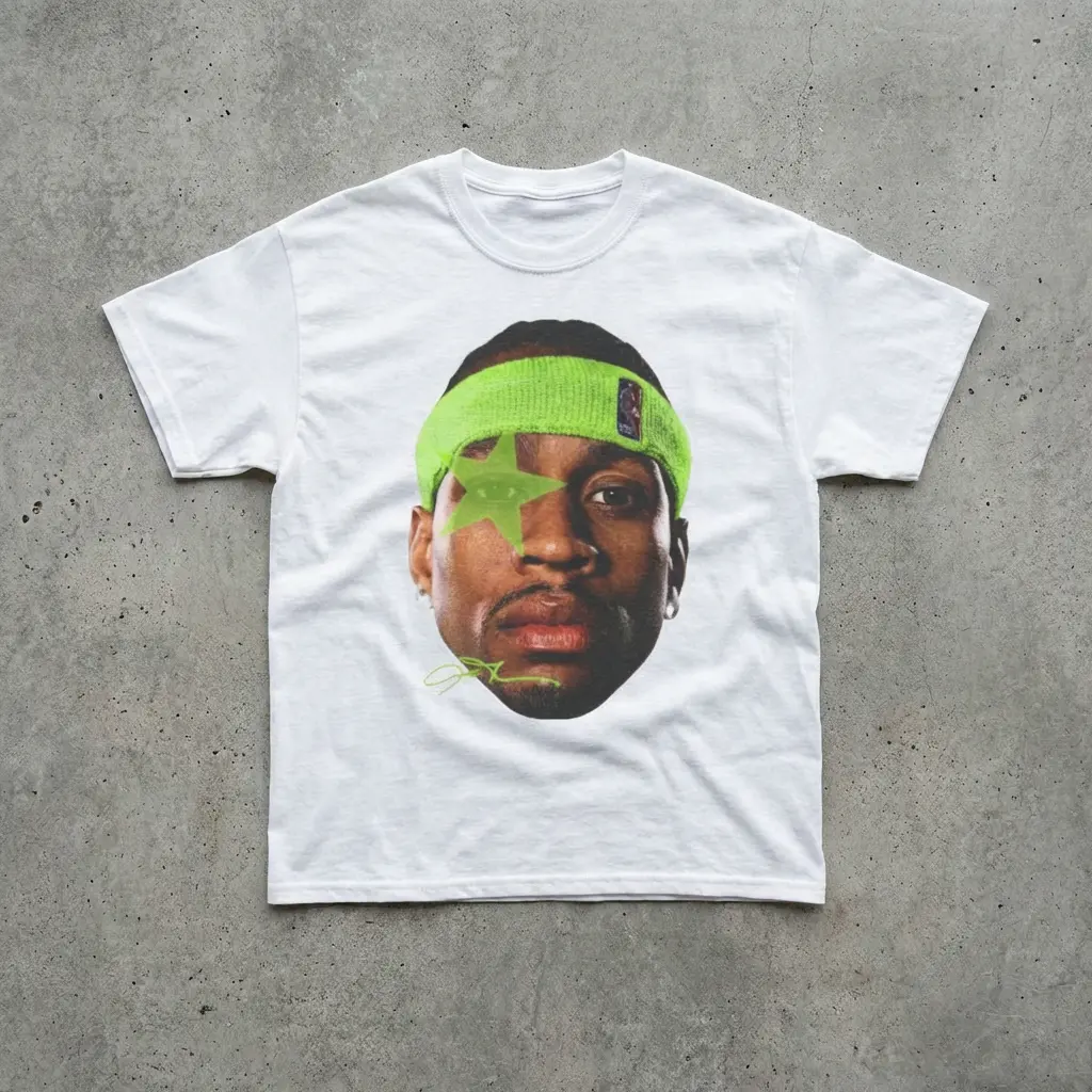 AI Inspired Vintage Graphic Tee Iverson Basketball Streetwear 90s Throwback Hiphop Classic Casual Menswear Retro Shirt T-shirt Top Hooper Crewneck Tee