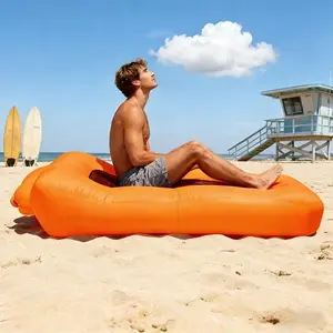 Portable Multi Purpose Inflatable Sofa Bed | Compact Orange Camping Air Cushion, Soft and Comfortable Sofa Mattress, Suitable for Outdoor Activities, Music Festivals, Picnics - Lightweight with Storage Bag, Durable and Comfortable Camping Equipment