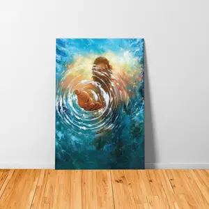 Jesus Christ Canvas Wall Art The Hand of God Reaching Into Water Christian Painting Prints Biblical Decor for Church Prayer Room Schools Hospitals Eco-Friendly Fade-Resistant