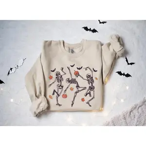 Dancing Skeleton Sweater, Halloween Sweatshirt, Skeleton Sweatshirt, Fall Sweatshirt, Retro Halloween Crewneck, Halloween Skeleton Shirt Gildan