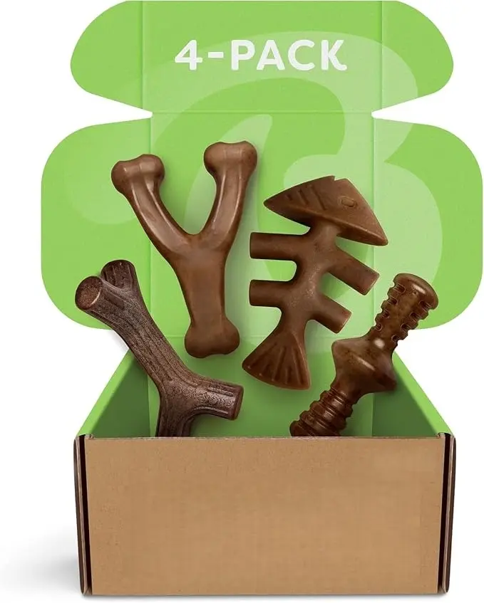 Medium 4-Pack Dog Toys for Aggressive Chewers – Durable Dog Bones, Made in USA – Dog Toys for Medium Dogs Under 60 lbs