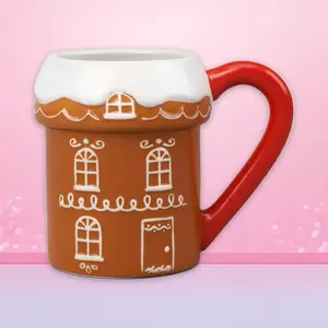 15.8 fl oz Christmas Stoneware Figural Gingerbread House Mug - Wonrshop ™