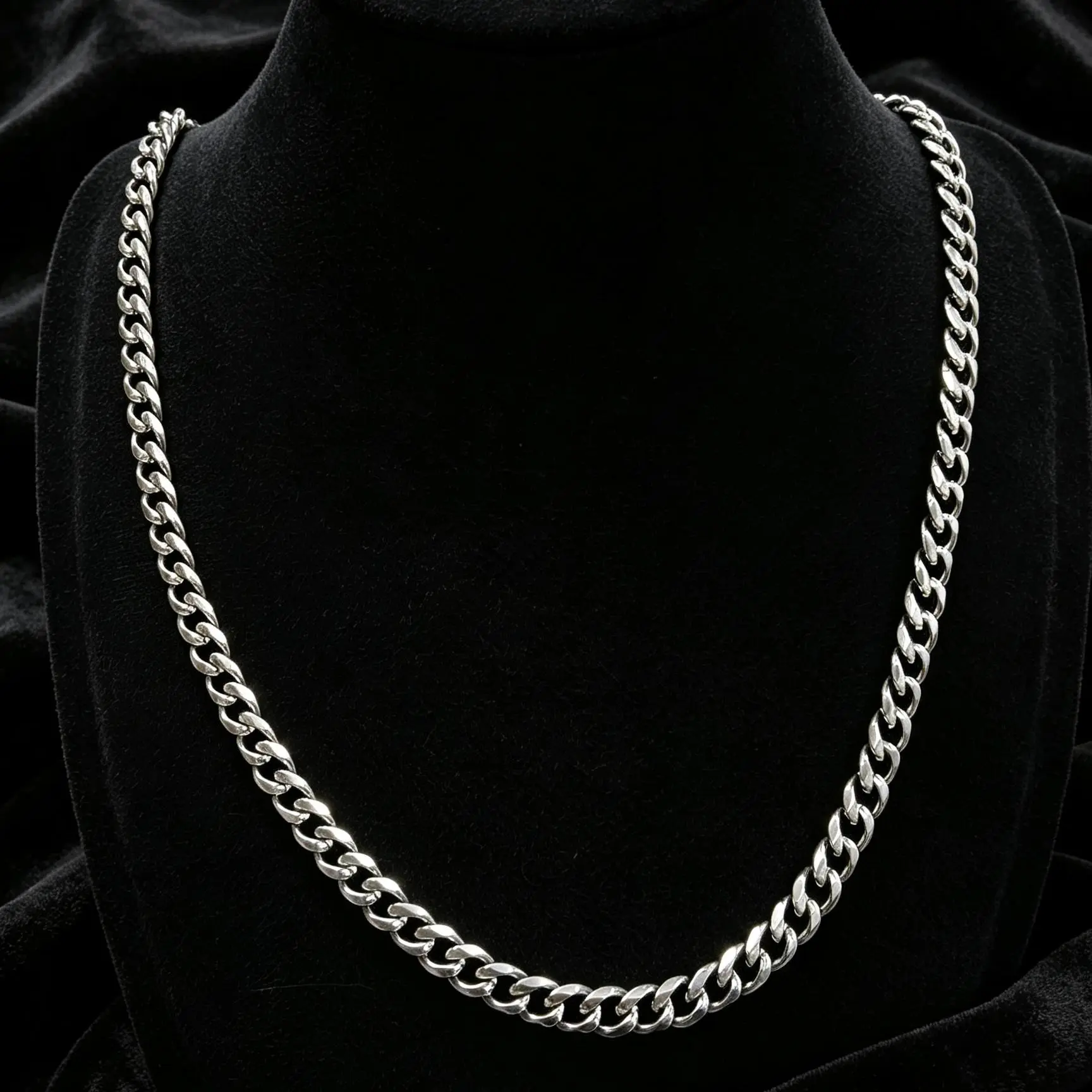 Hip-Hop Style Cuban Link Necklace, Stainless Steel Silver-Plated floral neck alace women jewelry