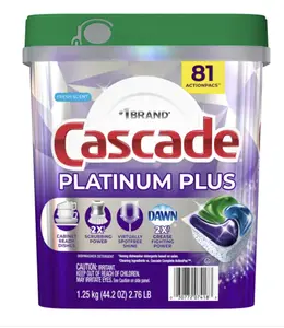 Cascade Platinum Plus Dishwasher Detergent ActionPacs, Fresh, 81-count