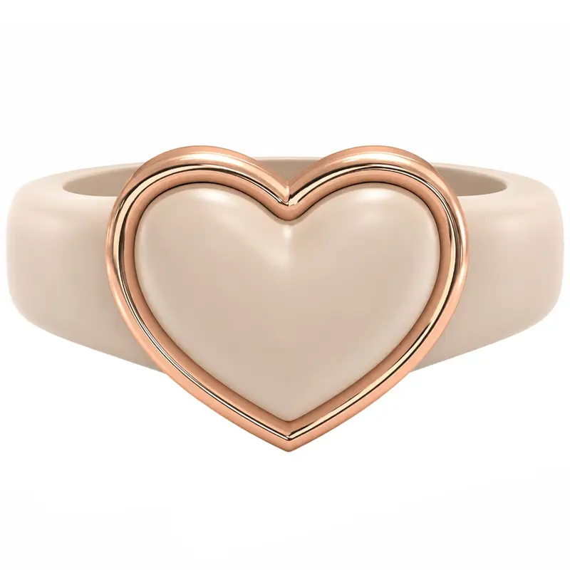 Rinfit Silicone Rings for Women with a Heart Metal Frame, Silicone Wedding Band and Statement Ring for Her, Flexible for Work, Gym, Pregnancy, Travel and Everyday Wear, Patented Design