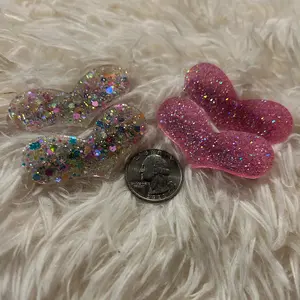 Handmade Glittery Resin Barrette Heart Clips for Women & Girls