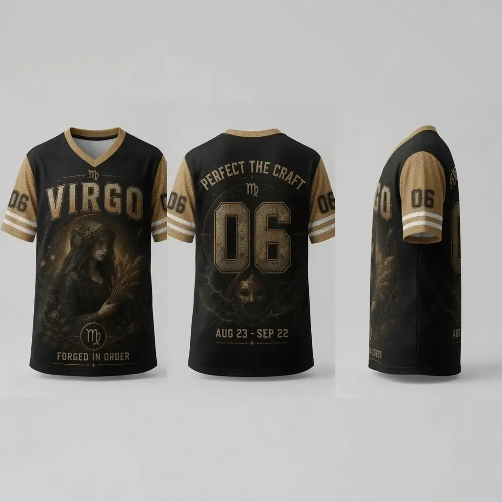 Unisex Baseball Jersey with Zodiac Motif, V-Neck Mesh Short Sleeve Tops for Casual Streetwear, Astrology Birthday Gift
