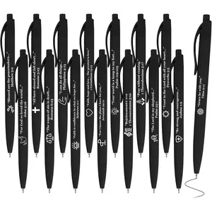 15 count  Verse Pens Christian Pens, Inspirational  Study Pen with Religious Scripture Quotes & Symbols, Black Ink Pen Christians Gifts for Church Members, BibleStudy  & Family