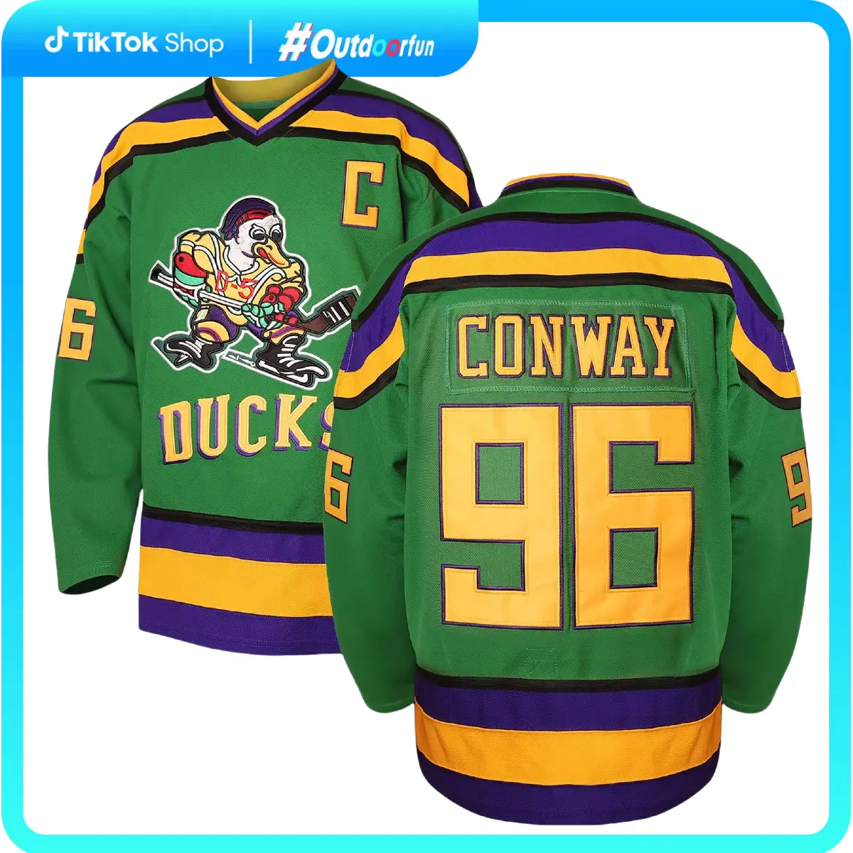[outdoorfun][FallFreshness] Mighty Ducks Jersey, 96 Conway Jersey, 99 Banks Jersey, Movie Ice Hockey Jersey, Broidery Letters and Numbers in Sport Spe