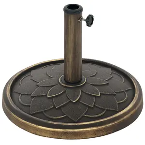 Round Patio Umbrella Base Stable Outdoor Umbrella Stand For Deck Or Pool Side Retro Flower Design 26 Lbs No Fill Needed Fits 1.3 To 1.9 Pole