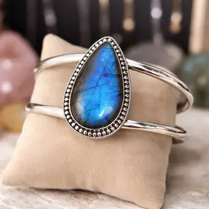 Gemstone Cuff bracelet- labradorite Moonstone Turquoise Onyx