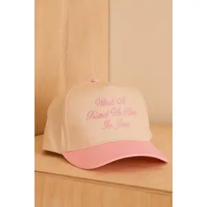 Friend in Jesus Trucker Hat in Pink Embroidered Baseball Cap