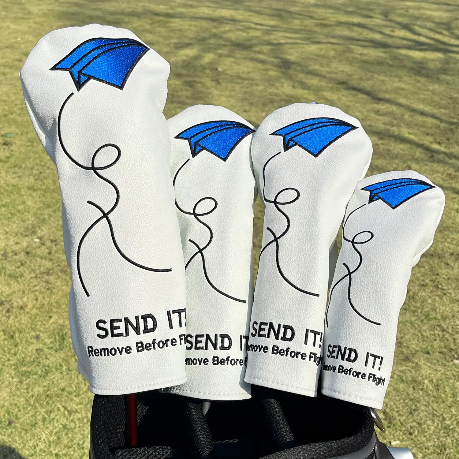 Paper Airplane Design Golf Club Covers, 1pc/4pcs Driver Fairway Hybrids Headcovers, Funny Golf Club Protective Cover for Men Women, Golf Accessories