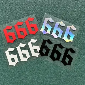 1pc "666" Вин YL Sticker, Truck Car Decal - Self-adhesive Polyethylene Ester, Red and Black, Perfect for Cars, Motorcycles, Trucks - Perfect for Customizing Doors, Fuel Tanks, Rear Windows, Durable Car Decoration, Motorcycle Accessories
