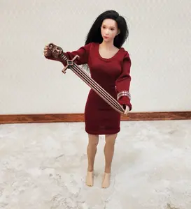 Miniature Sword Cat's Head Jaguar Metal with Bronze Finish 2 5/8" Long