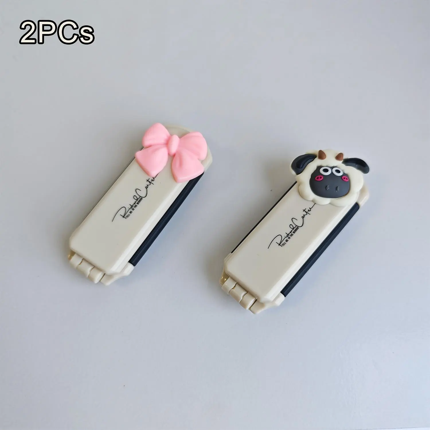 2-Pack Folding Hair Brush with Mirror, Mini Anti-Static Airbag Comb with a Cartoon Character Design for Travel Use and Hair Styling, 4.33x1.57in, Foldable, Compact, Portable, Space-Saving, 4.33*1.57In, Ultra Compact, Smoothing