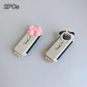 2PCS Portable Folding Hair Brush with Mirror Cartoon Mini Airbag Comb Anti-Static Hairbrush for Travel Compact Stylish Accessory