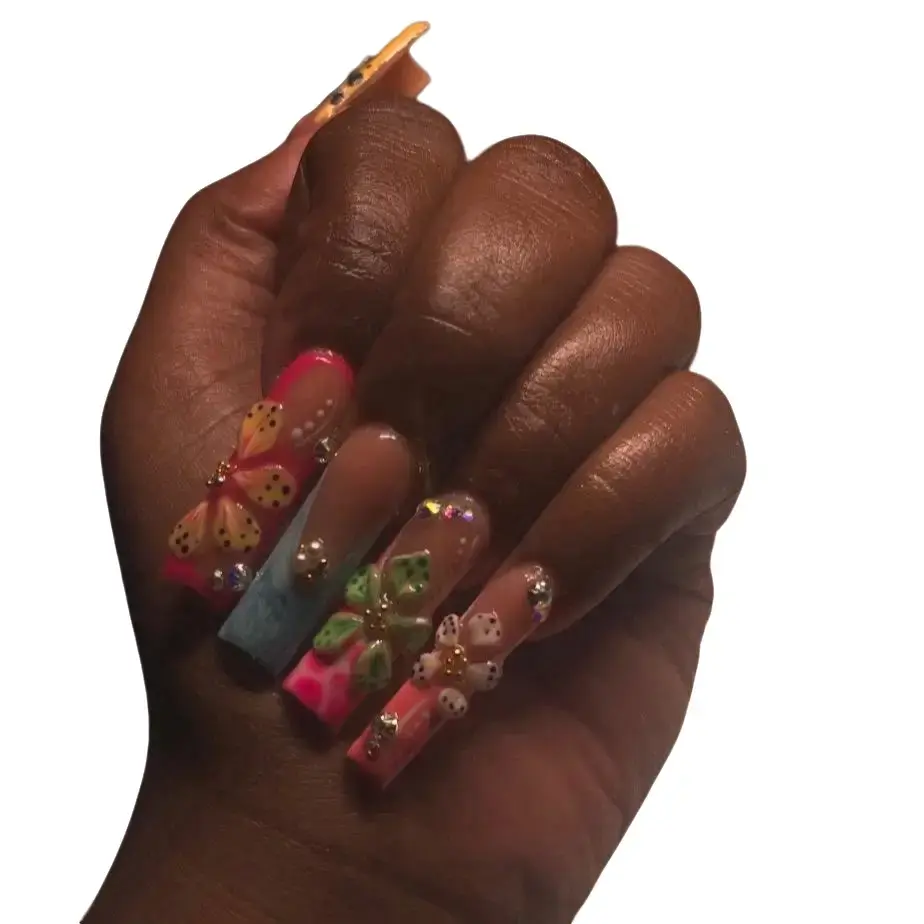 Floral Print Acrylic Press Ons
