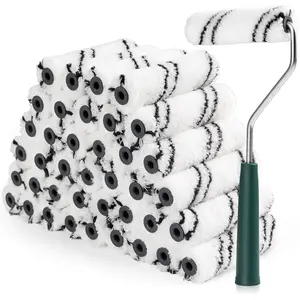 Microfiber Paint Roller 4 Inch, Small Paint Roller Covers (3/8-Inch Nap, 40 Pack), Mini Paint Rollers for House Painting with Paint Roller Frame, Wall Painting Tool