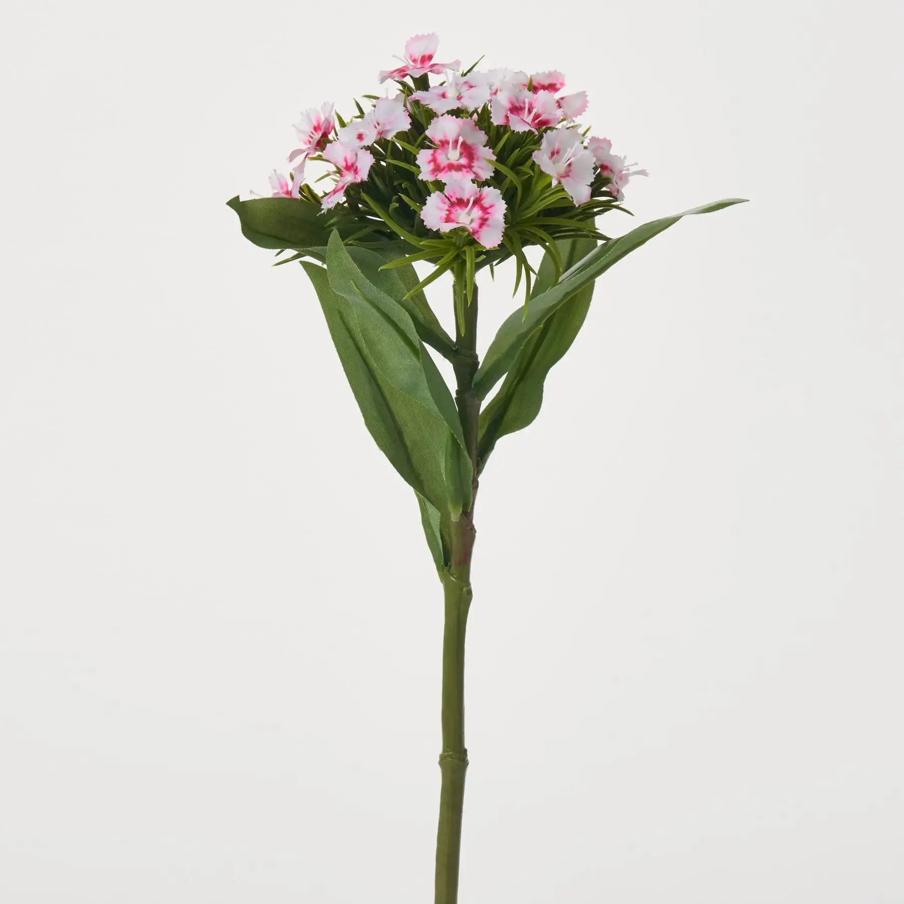 12" Artificial Real Touch Mini Dianthus Blooms, Pink & White Decorative Wildflower Spray, Floral Decor for Room Decorative Plants