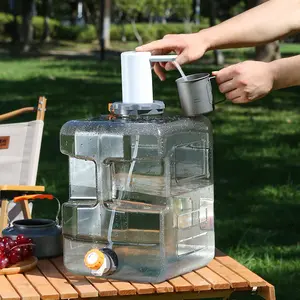Outdoor PC Transparent Water Bucket with Faucet for Car Camping Self-driving Tour Water Tank