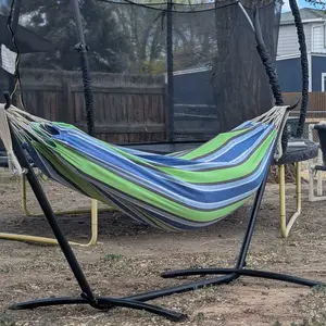 Double Hammock and Stand Combo,Portable 2-Person Hammock with 450 Lbs Capacity with Carry Bag for Outdoor Patio Garden Yard