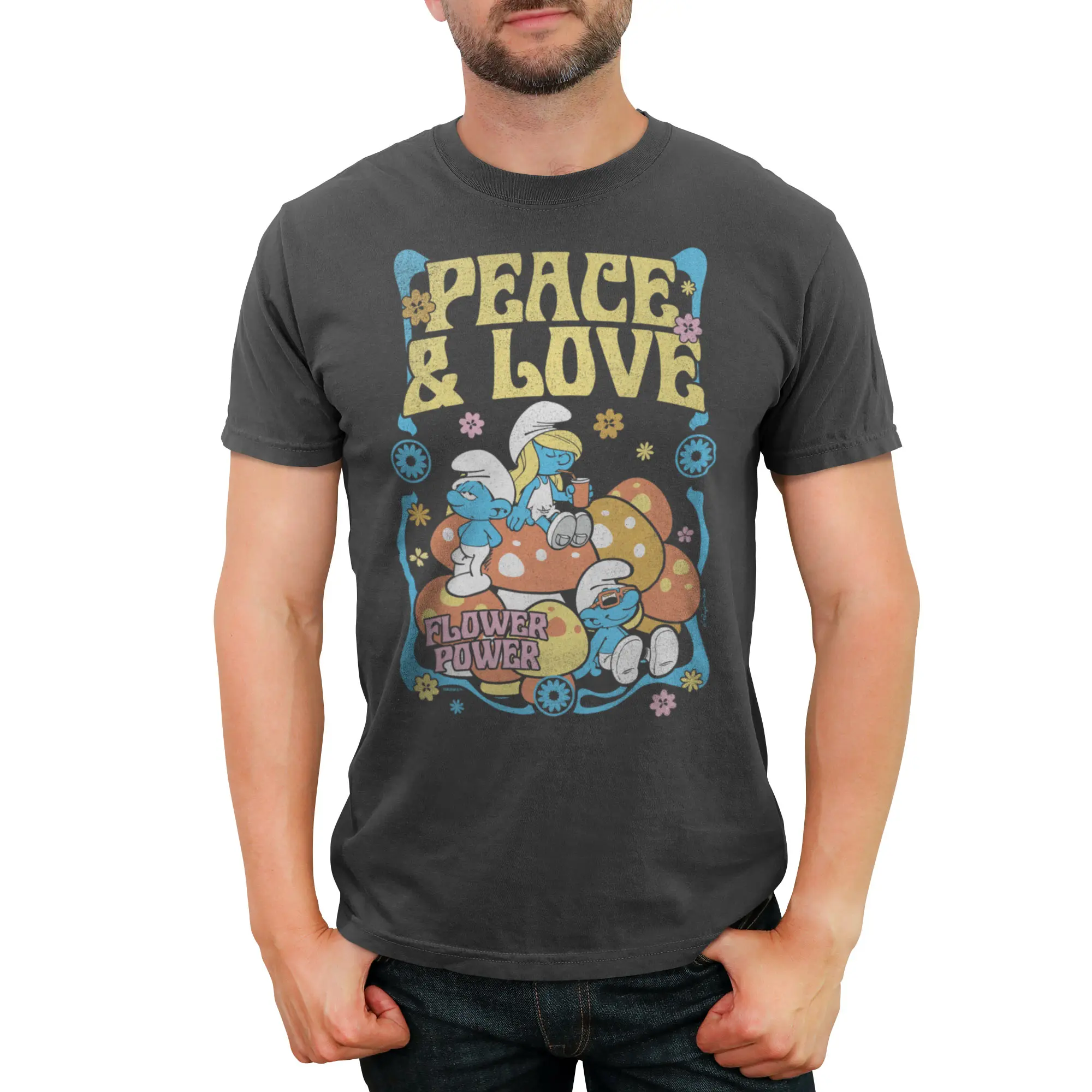 Men's The Smurfs Peace Flower and Power T-Shirt