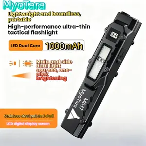 MyoTara Tactical EDC Flashlight 1000 Lumen Rechargeable Flat with Clip Digital Display Ultralight Waterproof Drop Resistant for Hiking Camping Emergency Gifts for Men Durable Compact Usb Smartphones