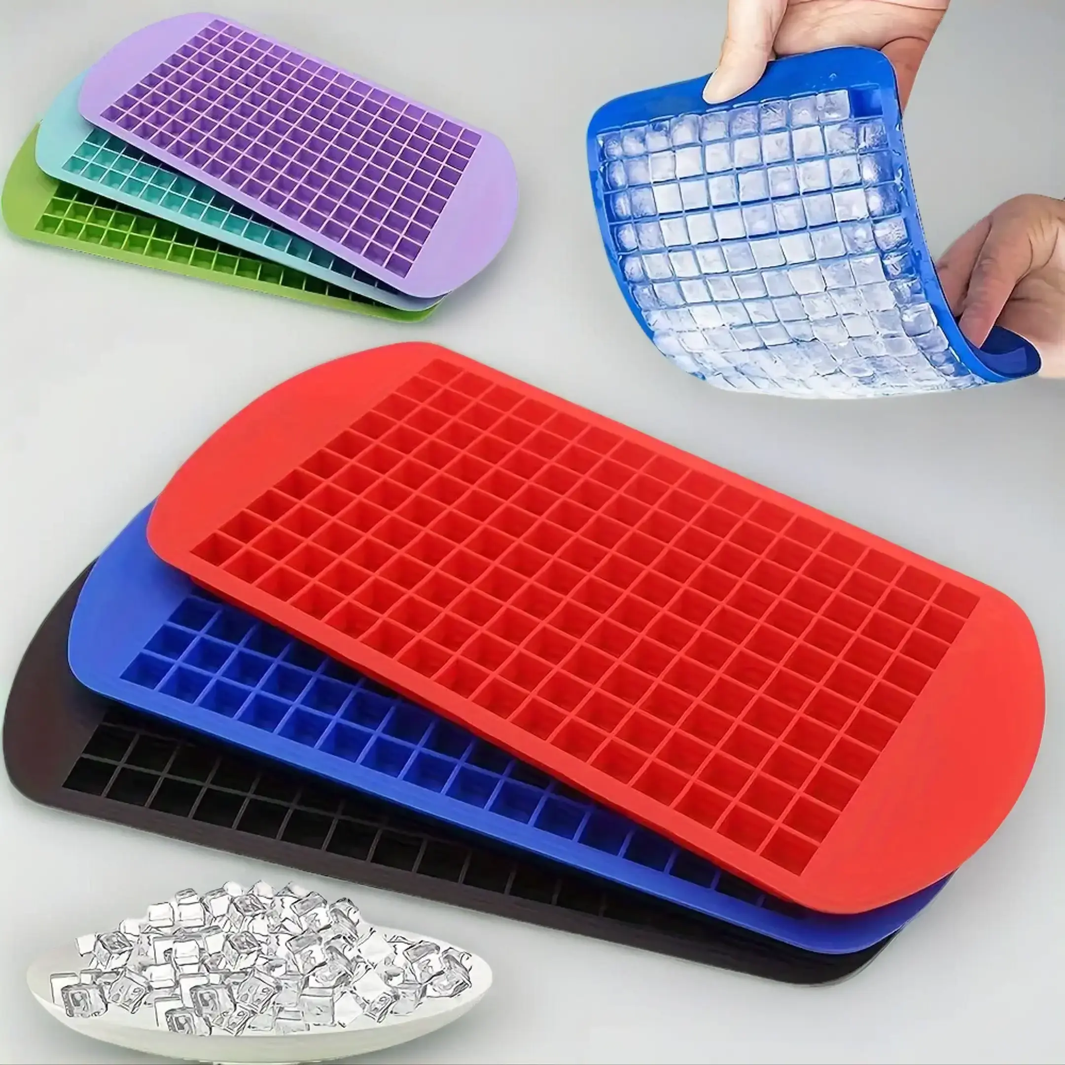 Silicone Ice Cube Mold, 1 Count 160 Grids Ice Cube Tray, Easy Release Small Ice Cube Tray for Chilling Whiskey Cocktail, Travel Accessories, Ice Molds