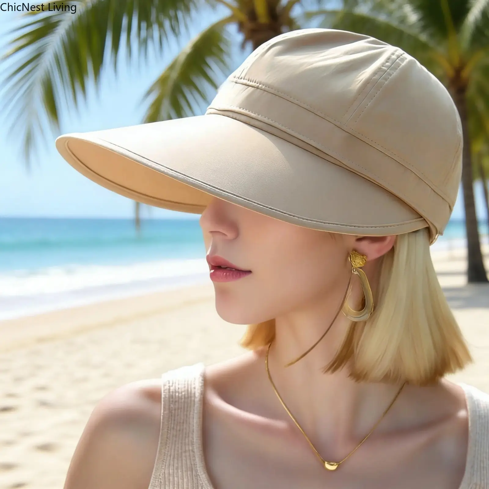 Women's New Summer Anti-Ultraviolet Crown Hat - Detachable Crown, Wide Brim, Outdoor Fashion Accessory, Anti-Ultraviolet Hats, Crown Hats