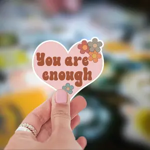 You Are Enough Floral Heart Sticker