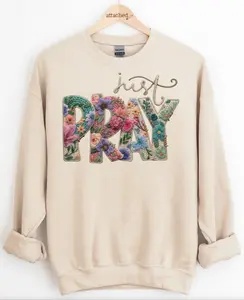Faux Yarn Just Pray Graphic Top Faux Yarn Just Pray Graphic Top