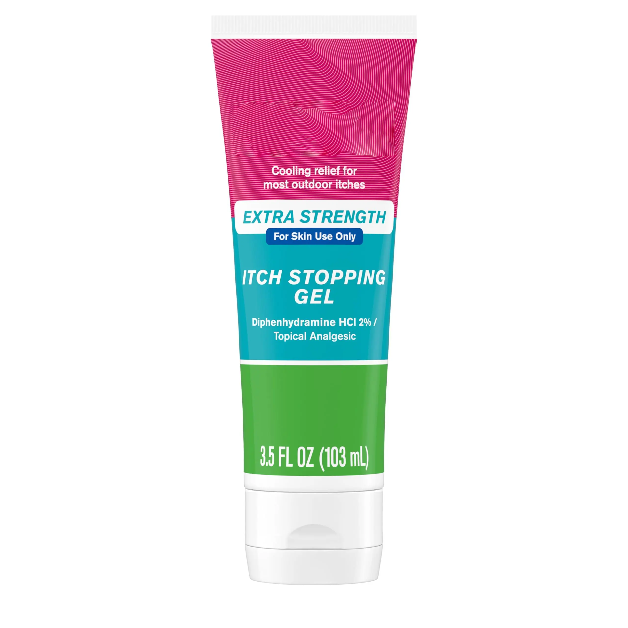 Extra Strength Topical Itch Relief Gel with 2% Diphenhydramine HCl, Cooling Formula for Insect Bites, Minor Burns, Sunburn, Scrapes & Skin Irritations, 3.5 fl oz