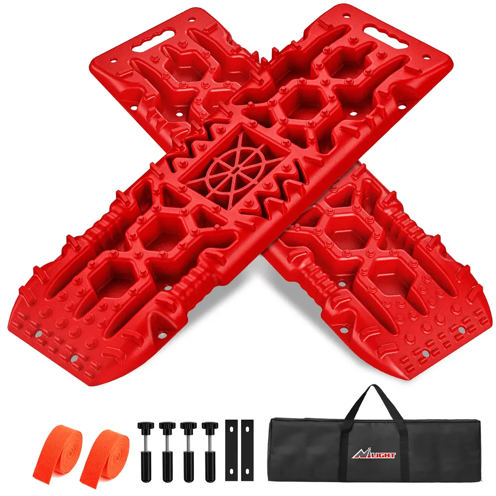 Nilight Vehicle Off-Road Recovery Traction Boards (2-Piece, Red) - Reinforced Nylon, Corrosion Resistant, High-Traction Grip, DIY Mountable, Jack Base-Compatible, Fits Most 4x4/4WD, With Jack Lift & Carry Bag
