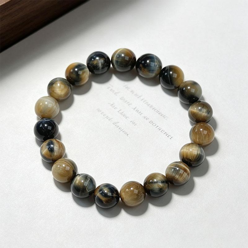 Unisex Natural Crystal Beaded Bracelets - Multi-Color Tiger Eye Jewelry with Protection Charm, Money Attraction & Good Luck, Ideal Gift for Daily Wear & Travel, Beading