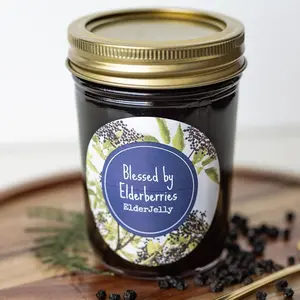 Blessed by Elderberries ElderJelly 8oz - Original Elderberry Jelly in Jar with No Artificial Colors or Additives Sweet Snack with Cinnamon Ginger and Lemon Juice