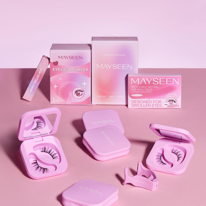 MAYSEEN Soft Magnetic Eyelashes, 11 Options, Eyelash Extensions with Applicator Kit, Reusable Magnetic Lashes, Glue-free, Waterproof, Lightweight, Fluffy Soft Magnetic Strip with Free Gifts: Eyelash Curler & Lash Setting Liquid, Gifts Pack, Cosmetic