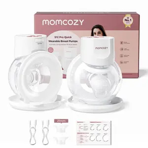 Momcozy Breast Pump S12 Pro Quick, Hands-Free Wearable & Wireless Pump, with DoubleFit Hybrid Flange, 3 Modes & 9 Levels Electric Pump Portable, Smart Display, 24mm Flange