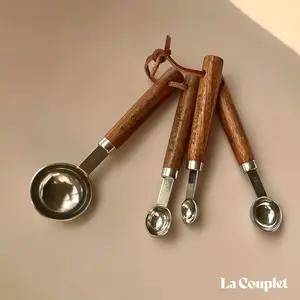 Measuring Spoon Set of 4, Acacia Wood and Stainless Steel