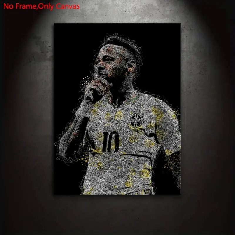 1 piece/set frameless canvas painting print poster, classic scribble sketch style art, Neymar Soccer, a perfect gift for football culture enthusiasts, ideal gift for bedroom, living room, dorm hallway, kitchen, mural, wall decoration, room decoration